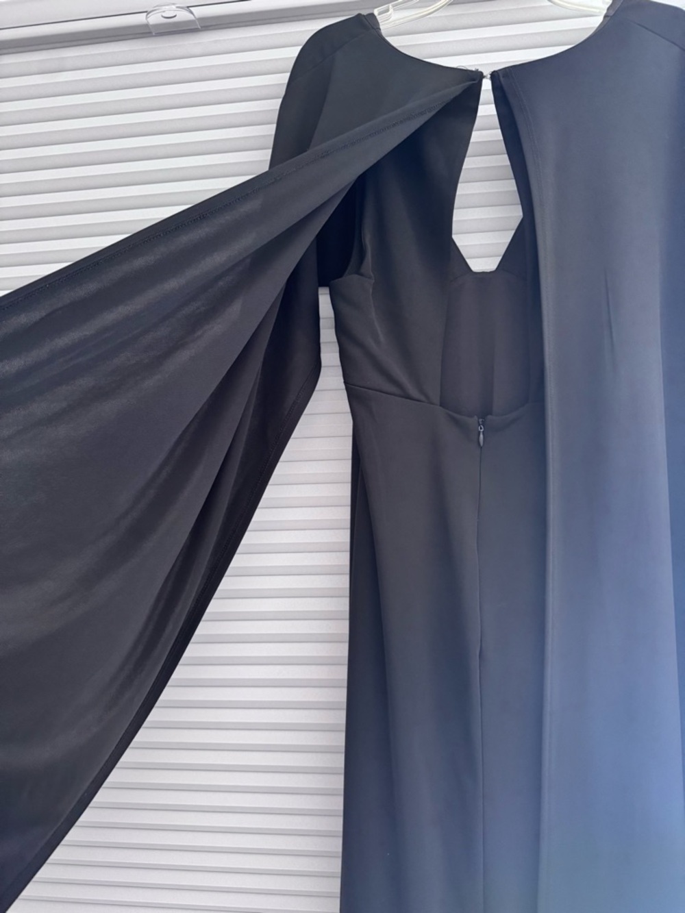 ABS Collection by Allen Schwartz Cape Black Jersey Gown Maxi Dress Size 6 - Picture 8 of 12